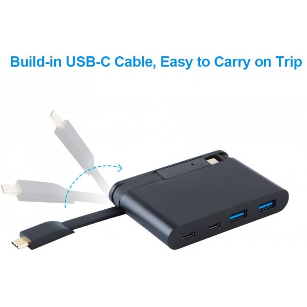 숨겨진 케이블이 있는 CableCreation USB C 허브, MacBook Air 2018, MacBook Pro 2019/2018, Dell XPS 13, 블랙과 호환 가능