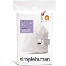 디스펜서 팩의 simplehuman 코드 H 맞춤형 드로스트링 쓰레기 봉투, 30-35리터 / 8-9.2갤런, 흰색 – 20 라이너