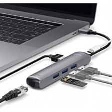 MacBook Pro 및 기타 USB Type-C 장치용 elago 6 in 1 이더넷 [이더넷 포트, 4K HDMI, PD 충전 포트, 3 USB 3.0 포트]