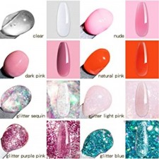 Mobray 폴리 네일 젤 키트 8 색 폴리 익스텐션 네일 젤 세트 네일 강화 빌더 글리터 컬러 누드 폴리 젤 키트 네일 아트 도구 집에서 쉽게 DIY 올인원 스타터 전문가 세트