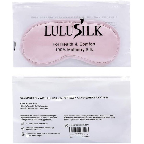 LULUSILK 뽕나무 실크 슬립 아이 마스크 눈가리개, 탄력 있는 스트랩 헤드밴드, 야간 수면, 여행, 낮잠용 소프트 아이 커버 아이섀도(핑크)