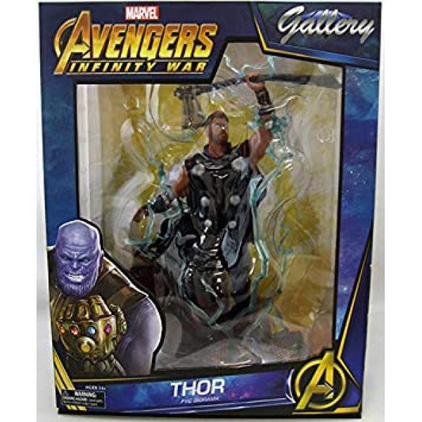 DIAMOND SELECT TOYS Marvel Gallery: Avengers Infinity War Movie Thor PVC 디오라마 피규어, 스탠다드, 블랙