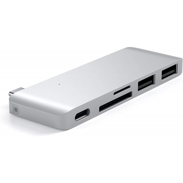 Satechi 알루미늄 Type-C USB 3.0 3-in-1 콤보 허브(USB-C 패스스루 포함) - 2018 MacBook Air, 2018 iPad Pro, 2015/2016/2017 MacBook 12인치 이상과 호환 가능