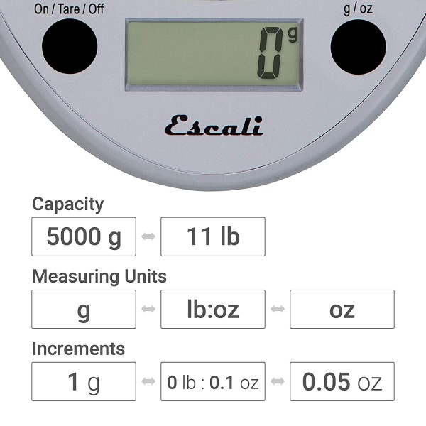 Escali Primo P115C 베이킹 및 요리용 정밀 주방 식품 저울, 가볍고 튼튼한 디자인, LCD 디지털 디스플레이, 8\