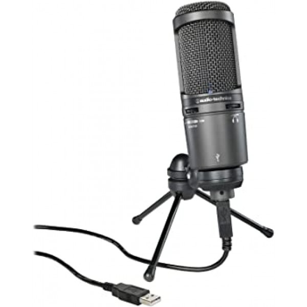 Audio-Technica AT2020USB 카디오이드 콘덴서 USB 마이크(Knox Gear Boom Arm Stand 및 Knox Gear Pop 필터 번들 포함)(3개 품목)