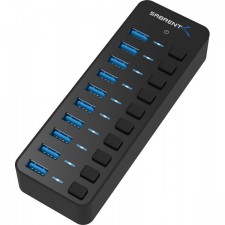 개별 전원 스위치 및 LED가 있는 Sabrent 10포트 60W USB 3.0 허브, 60W 12V/5A 전원 어댑터(HB-BU10) 포함