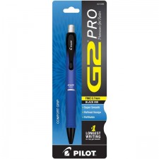 PILOT G2 Pro 리필 가능 & 수납식 롤링 볼 젤 펜, 파인 포인트, 블루 배럴, 블랙 잉크, 싱글 펜(31096)(배럴 디자인은 다를 수 있음)