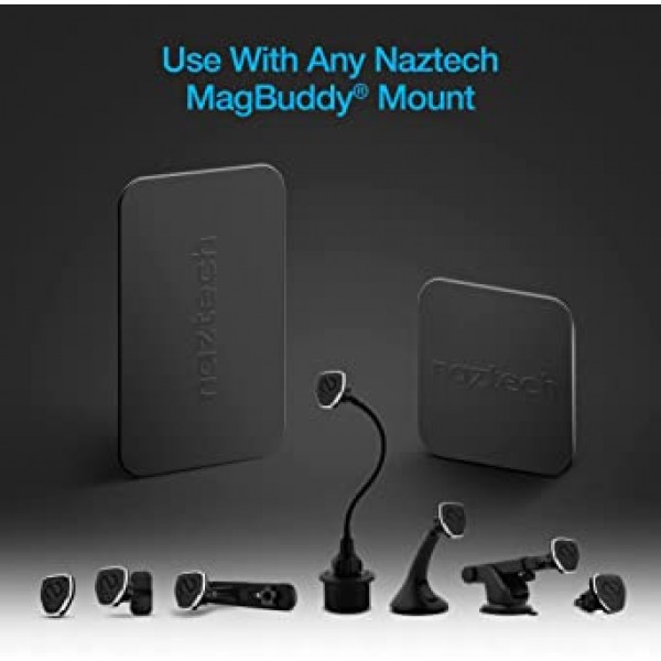 Naztech MagBuddy 초박형 플레이트 - MagBuddy 마그네틱 마운트용 추가/예비 플레이트 2개, 검정, 소형(13626)