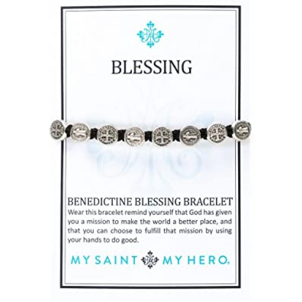 My Saint My Hero Benedictine Blessing Bracelet, Handwoven - 실버 \