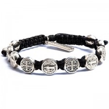 My Saint My Hero Benedictine Blessing Bracelet, Handwoven - 실버 