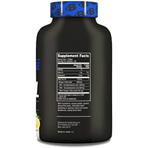 보디 빌딩 시그니처 피쉬 오일 레몬 Softgels | 400MG EPA 300MG DHA | 오메가-3 보충제 | 뇌 심장 관절 건강 | 100 카운트