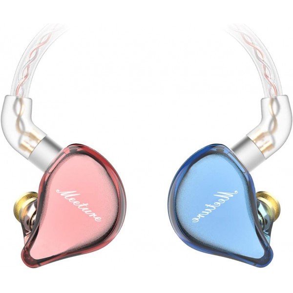 SIMGOT MT1 PRO 인이어 모니터 헤드폰, 다이내믹 드라이버가 있는 HiFi IEM 이어폰, 오디오 애호가를 위한 소음 차단 음악가 헤드셋, 2핀 분리형 케이블이 있는 고해상도 이어버드, 내장 마이크(RedBlue)