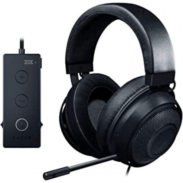 Razer Kraken Tournament Edition THX 7.1 서라운드 사운드 게임용 헤드셋: 개폐식 소음 제거 마이크 - USB DAC -  PC, PS4, PS5, Nintendo Switch, Xbox One, Xbox Series X & S, 모바일 – 블랙