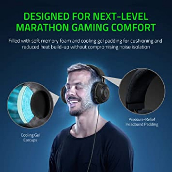 Razer Kraken Tournament Edition THX 7.1 서라운드 사운드 게임용 헤드셋: 개폐식 소음 제거 마이크 - USB DAC -  PC, PS4, PS5, Nintendo Switch, Xbox One, Xbox Series X & S, 모바일 – 블랙