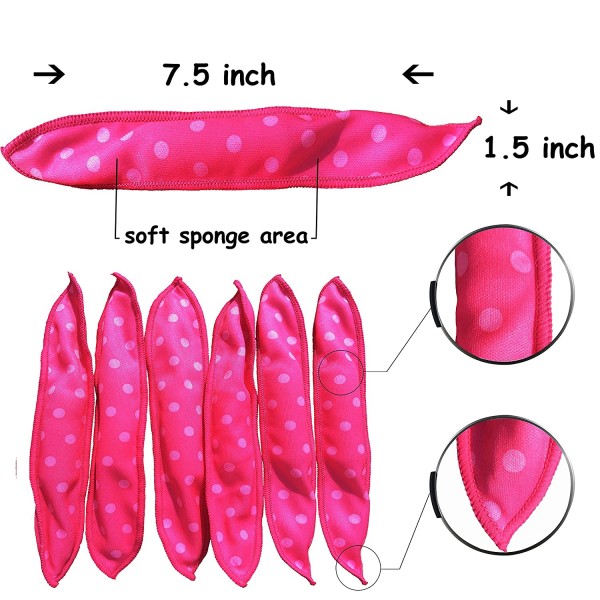 Aimin 헤어 소프트 오버나잇 헤어 롤러 가열식 헤어 컬러용 헤어 컬러용 긴 머리용 대형 천 베개 헤어 롤러 스폰지 폼 DIY 헤어 롤러 선물 제품 (30 pcs, 핑크)