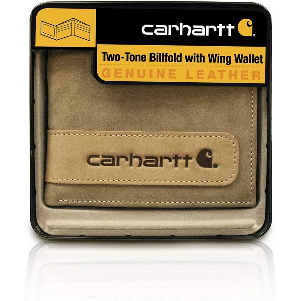 Carhartt 남성용 지갑 및 패스케이스 지갑, 튼튼한 이중 지갑, 가죽 및 캔버스 스타일 사용 가능