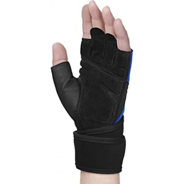 TechGel 패딩 가죽 손바닥이 있는 Harbinger Training Grip Wristwrap 역도 장갑 (쌍)