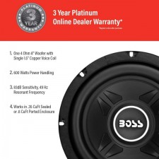 BOSS Audio Systems CXX8 8인치 차량용 서브우퍼 - 최대 600와트 전력, 단일 4옴 보이스 코일, 간편한 장착, 개별 판매