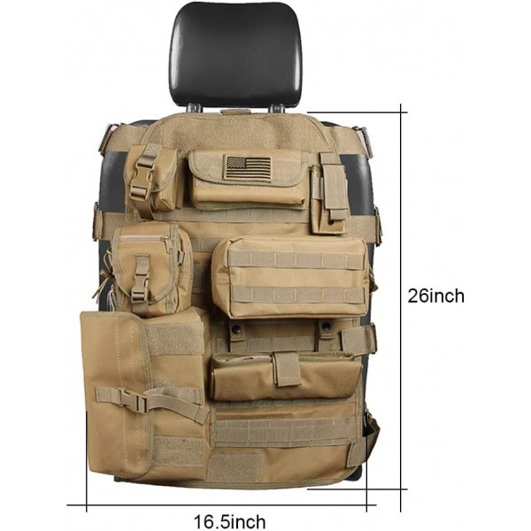 Sunpie 업그레이드 트럭용 대형 시트 크기 범용 전술 시트 커버 멀티 포켓 molle Seat Back Organizer Fit J eep Wrangler JL/JLU/Gladiator, JK/JKU, tj, YJ, Cherokee F150 시트 프로텍터