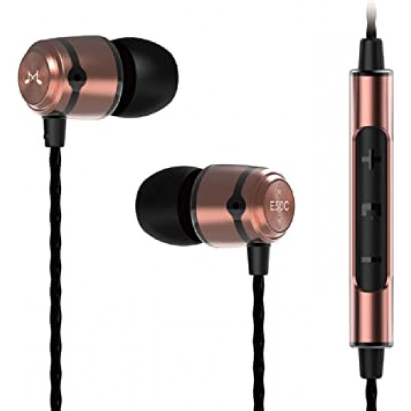 SoundMAGIC E50C 전문가용 차음 이어폰, 인이어 모니터, 유선 이어버드 헤드폰, HiFi 스테레오, 3.5mm 잭(마이크 포함), 골드