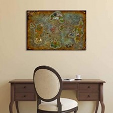 YOUHONG Retro World Map of Warcraft Canvas 벽 Art Map 인화 Artwork Decor Azeroth Game Painting 액자 Ready to 걸 대 한 Game Room Boys Room (12'' H x 18'' W)