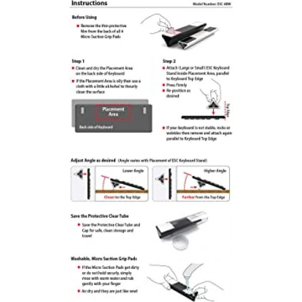 ESC 컴퓨터 키보드 및 노트북 스탠드, 다양한 인체공학적 각도 및 기울기, 두 가지 크기의 스탠드 포함, 대부분의 키보드와 호환 가능, 위치 변경 가능한 마이크로 그립 패드