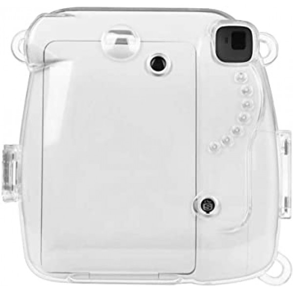 Fujifilm Instax Mini 8 Mini 8 Mini 9 즉석 카메라용 Fintie 보호용 투명 케이스 - 이동식 레인보우 숄더 스트랩이 있는 크리스탈 하드 커버, 투명