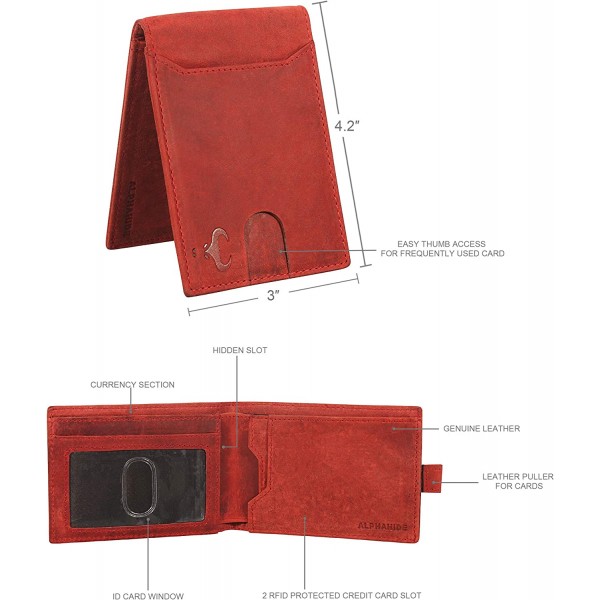 가죽 남성용 지갑 RFID 차단, 전면 포켓 지갑, 남성용 슬림 이중 지갑, 미니멀리스트 지갑, 세일 클리어런스