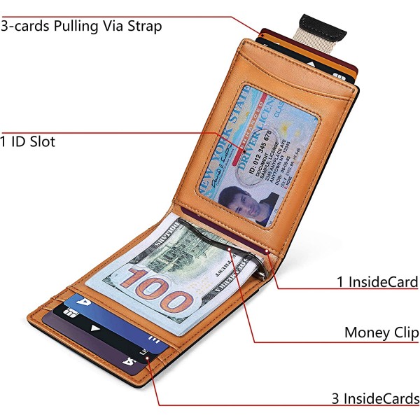 슬림 지갑 전면 포켓, BULLIANT 머니 클립 남성용 최소 이중 지갑 10 카드 3.1 \