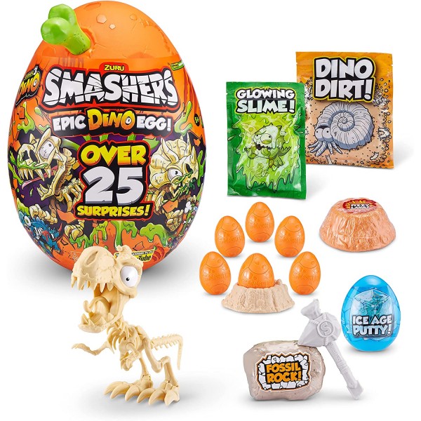 Smashers Epic Dino Egg Collectibles T-Rex Series 3 Dino by ZURU - 25개 이상의 서프라이즈, 슬라임, 화석 장난감, 빙하기 퍼티, 공룡 장난감, 티라노사우루스 렉스 포함