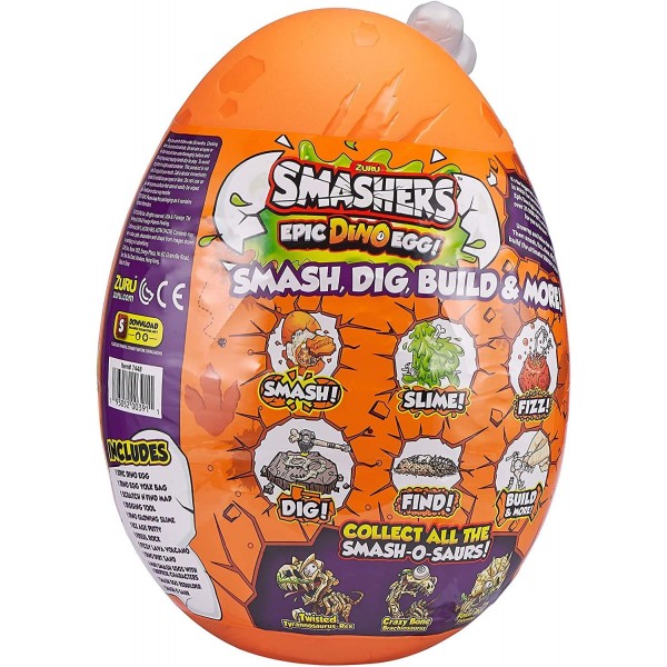 Smashers Epic Dino Egg Collectibles T-Rex Series 3 Dino by ZURU - 25개 이상의 서프라이즈, 슬라임, 화석 장난감, 빙하기 퍼티, 공룡 장난감, 티라노사우루스 렉스 포함