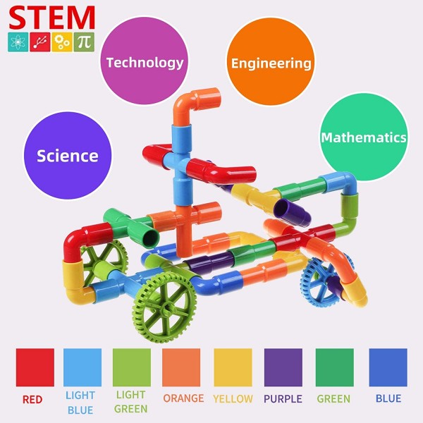 176 조각 파이프 튜브 장난감, 감각 장난감, 튜브 잠금 장치 건설 빌딩 블록, 교육용 STEM 건물 학습 장난감 모든 연령대를 위한 베이스 플레이트 어린이 소년 소녀