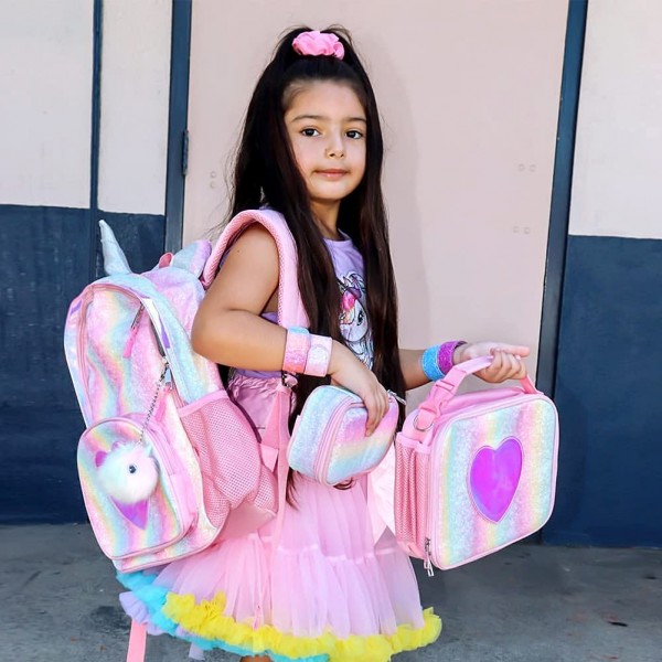 Mibasies Kids Unicorn Backpack for Girls Rainbow School Bag