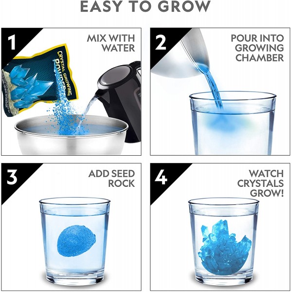 NATIONAL GEOGRAPHIC Blue Crystal Growing Lab - DIY 수정 생성 - 실제 방해석 수정 표본 포함