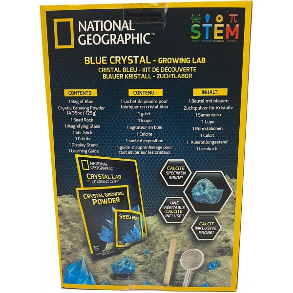 NATIONAL GEOGRAPHIC Blue Crystal Growing Lab - DIY 수정 생성 - 실제 방해석 수정 표본 포함