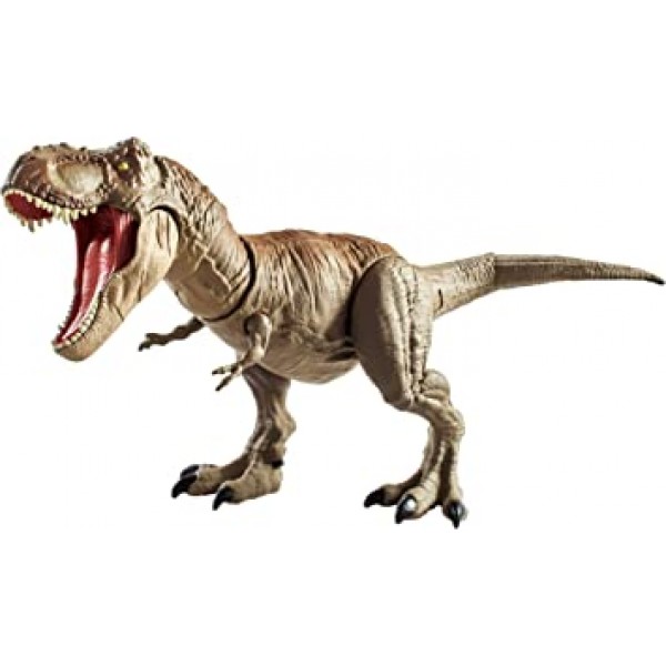 Jurassic World Bite \'n Fight Tyrannosaurus Rex는 사실적인 조각, 관절 및 꼬리 공격 및 머리 공격을 위한 이중 버튼 활성화가 포함된 더 큰 크기(4세 이상)