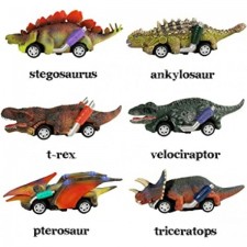 DINOBROS Dinosaur Toy Pull Back Cars, 3세 남아 및 유아를 위한 6팩 Dino 장난감, 3,4,5세 이상 소년 장난감, 풀백 장난감 자동차, T-Rex와 공룡 게임