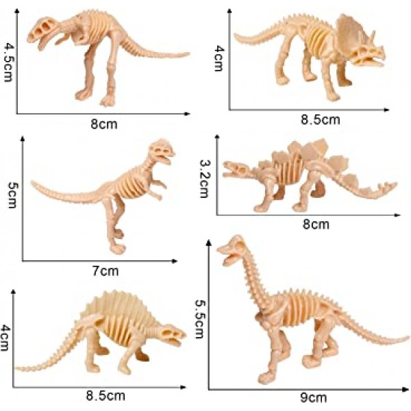 UPINS 30 팩 공룡 화석 해골 3.7 인치 모듬 공룡 해골 장난감 피규어 공룡 뼈 과학 놀이를위한 교육 선물 공룡 모래 발굴 파티 호의 장식