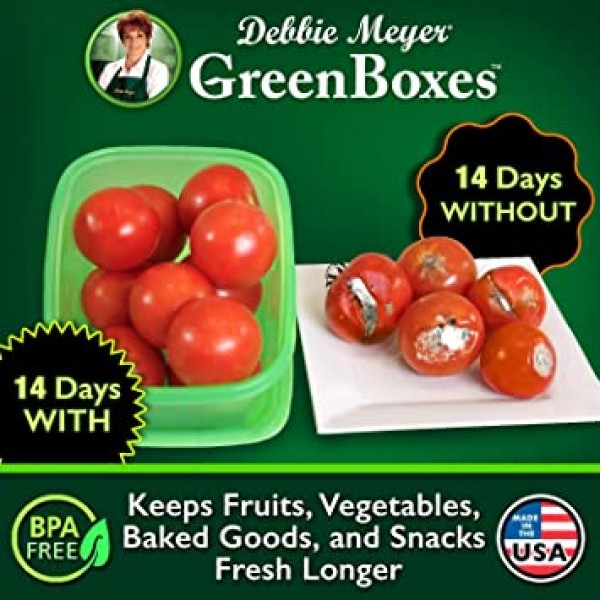 Debbie Meyer GreenBoxes 32개 세트 – 과일, 야채, 구운 식품 및 스낵을 더 오래 신선하게 유지, 재사용, BPA 무첨가, 전자레인지 및 식기세척기 안전, Made in USA