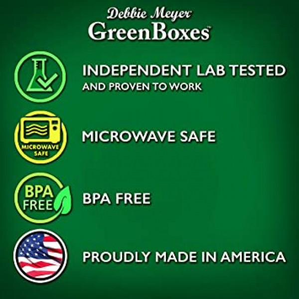 Debbie Meyer GreenBoxes 32개 세트 – 과일, 야채, 구운 식품 및 스낵을 더 오래 신선하게 유지, 재사용, BPA 무첨가, 전자레인지 및 식기세척기 안전, Made in USA