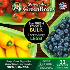 Debbie Meyer GreenBoxes 32개 세트 – 과일, 야채, 구운 식품 및 스낵을 더 오래 신선하게 유지, 재사용, BPA 무첨가, 전자레인지 및 식기세척기 안전, Made in USA