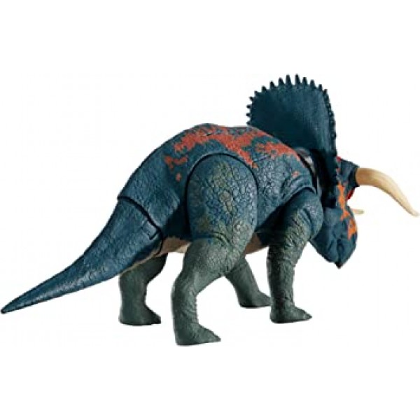 Jurassic World Dual Attack Nasutoceratops Dinosaurs in Medium Size with Button-Activated Dual Strike Action Moves like Tail & 헤드 스트라이크