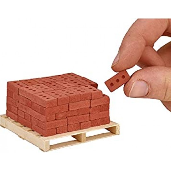 Acacia Grove Mini Red Bricks with Pallet, 100팩, 1/12 스케일