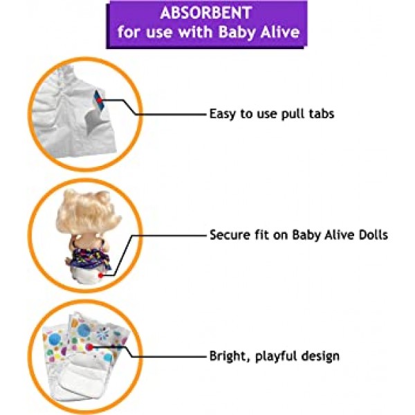 Pail Buddies Baby Doll 기저귀 리필 Value Pack for Baby Alive Baby Dolls, 32 기저귀