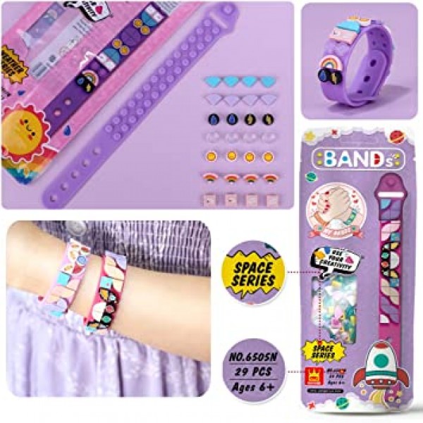 SIENON Bracelets 6PCS, Kids Building Blocks Dots Bracelets, DIY Creative Craft Bracelet 만들기 Kit for Kids, 우정 Bracelets, Dots Construction Toys Kit for Birthday for Girls Boys