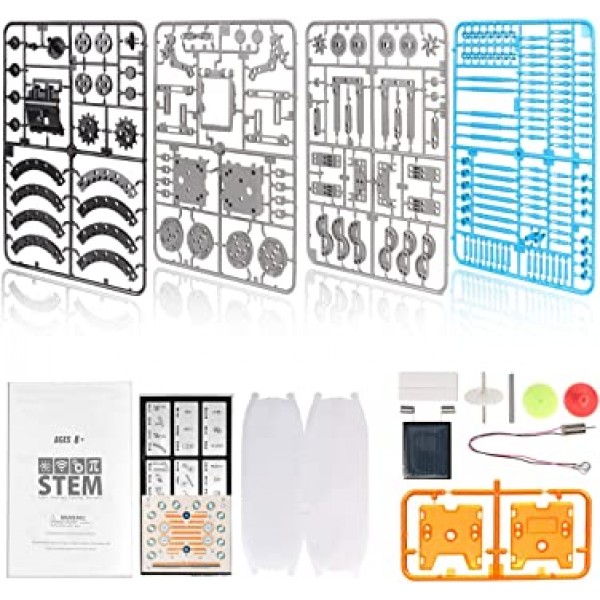 GARUNK 어린이용 태양광 로봇 키트, 12 in 1 교육용 STEM 과학 장난감, 태양광 발전 조립 키트 DIY 로봇 공학 세트, 과학, 기술, 수학 기술 - 땅과 땅에서의 움직임 물 - 교육 활동 선물