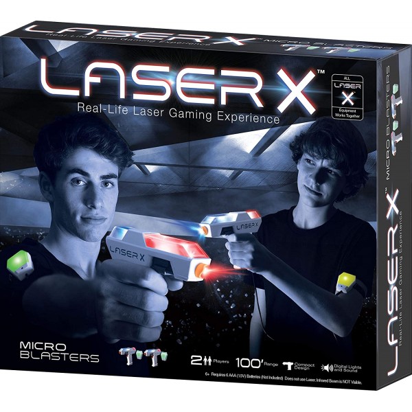 LASER X 2인용 레이저 게임 세트, 멀티, 2개의 암 리시버가 있는 2개의 레이저 장치 100\' 범위