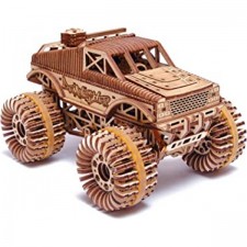 Wood Trick Monster Pickup Truck Car 3D 나무 퍼즐 - 최대 18피트 타기 - 8.3x6.3인치 - 성인과 어린이를 위한 모델 트럭 키트