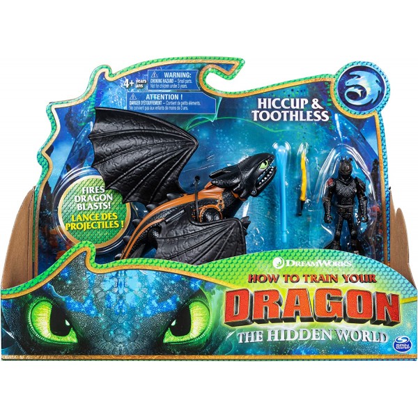 Dreamworks Dragons, Toothless and Hiccup, Dragon with Armored Viking Figure, 4세 이상 어린이용