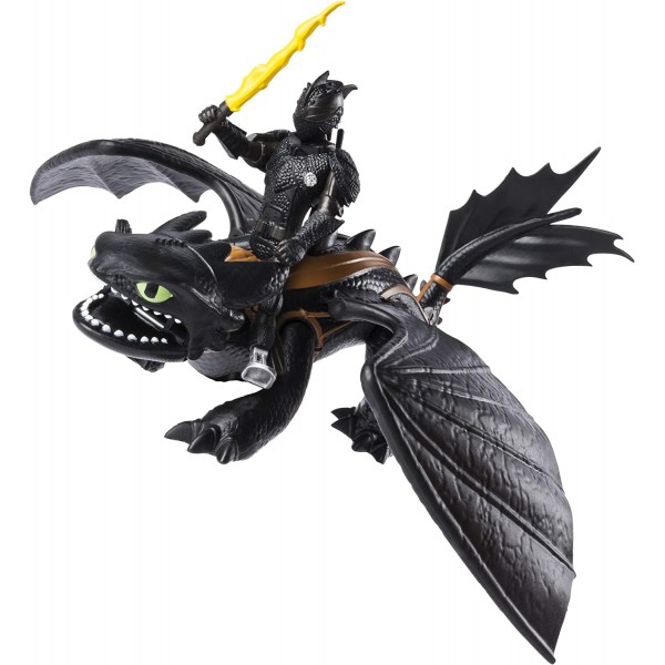 Dreamworks Dragons, Toothless and Hiccup, Dragon with Armored Viking Figure, 4세 이상 어린이용